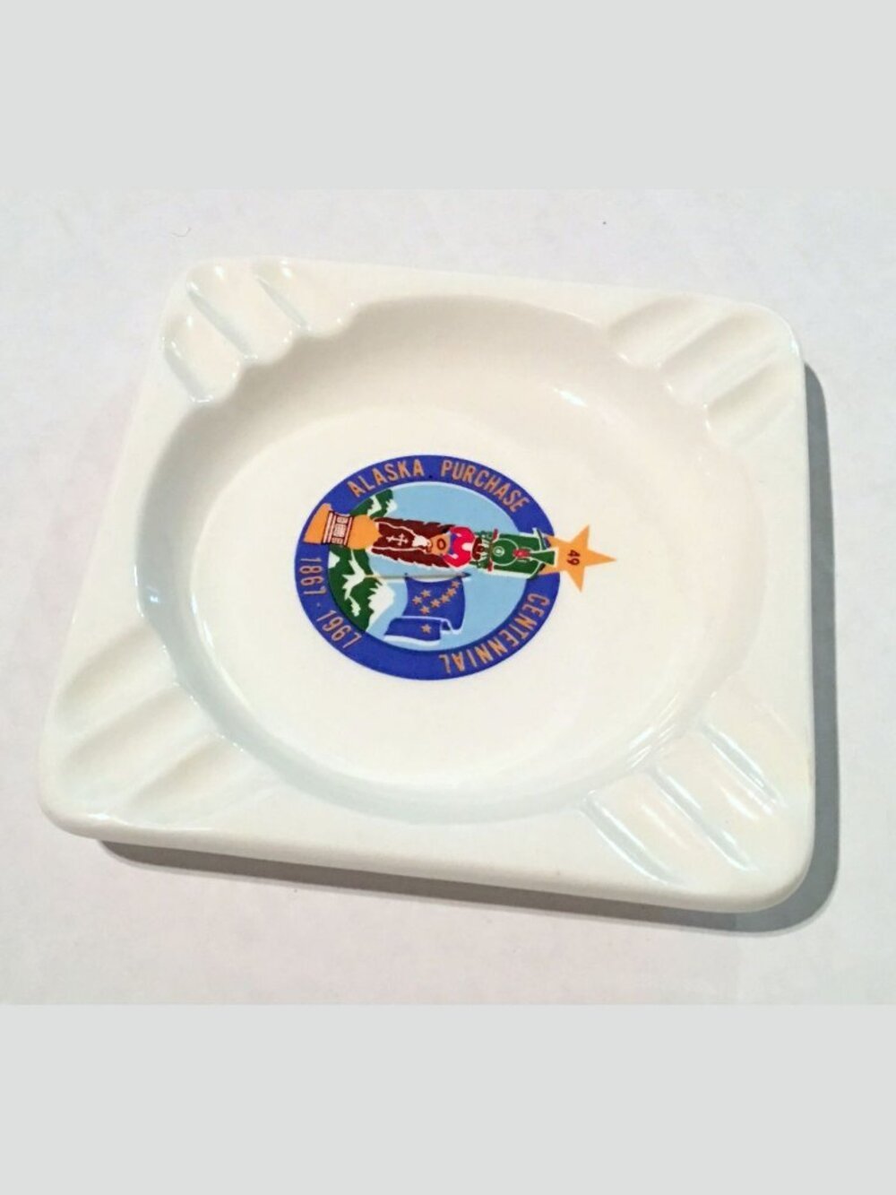 RARE VTG 1967 Alaska Purchase Centennial Memorial Ashtray
